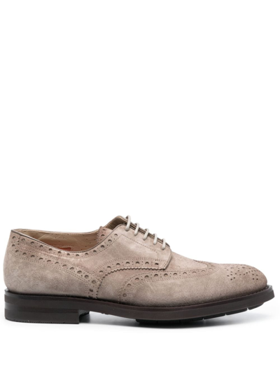 Shop Santoni Emil Perforated-detail Leather Brogues In Neutrals