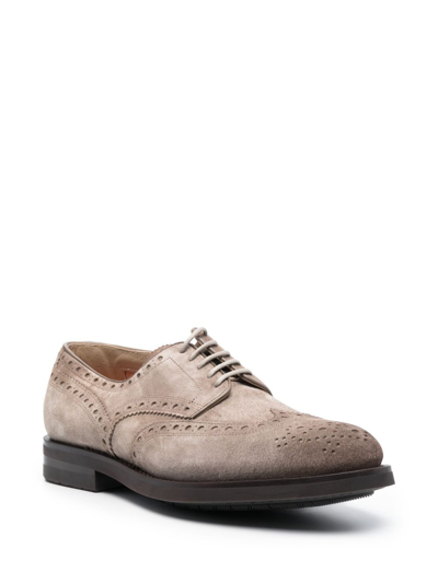 Shop Santoni Emil Perforated-detail Leather Brogues In Neutrals