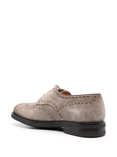 Shop Santoni Emil Perforated-detail Leather Brogues In Neutrals