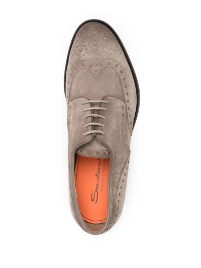 Santoni Emil Perforated-detail Leather Brogues In Neutrals