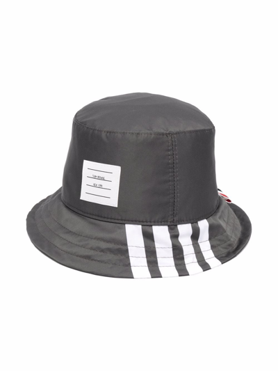 Thom Browne 4-bar Stripe Bucket Hat In Grey