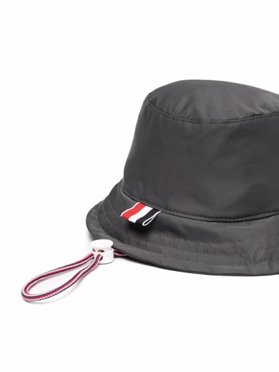 Thom Browne 4-bar Stripe Bucket Hat In Grey