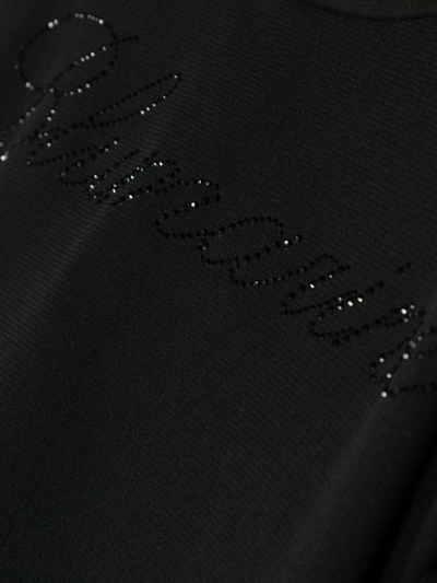 Shop Miss Blumarine Rhinestone-logo Cotton T-shirt In Black