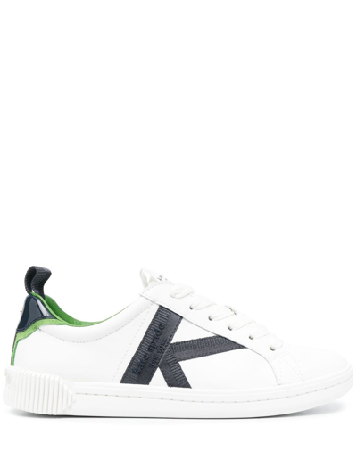 Shop Kate Spade Embossed-logo Leather Sneakers In White