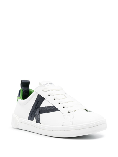 Shop Kate Spade Embossed-logo Leather Sneakers In White