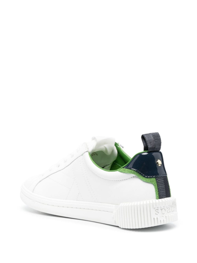 Shop Kate Spade Embossed-logo Leather Sneakers In White