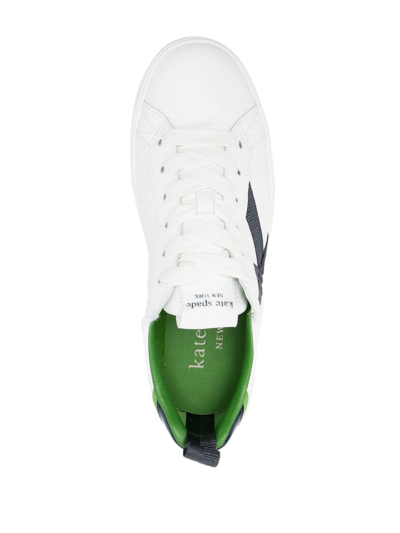 Shop Kate Spade Embossed-logo Leather Sneakers In White