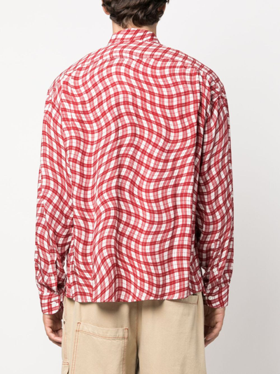 Shop Jacquemus Le Chemise Simon Wavy-check Shirt In Red