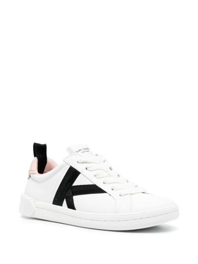 Shop Kate Spade Embossed-logo Leather Sneakers In White