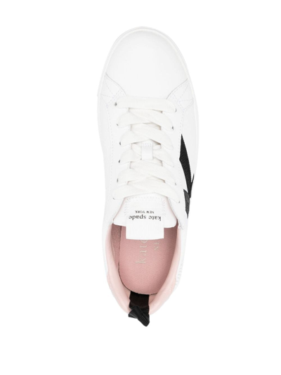 Shop Kate Spade Embossed-logo Leather Sneakers In White