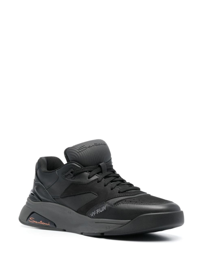 Shop Santoni Hy-run Low-top Sneakers In Black