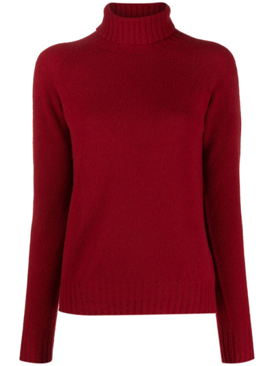Drumohr Roll-neck Wool Jumper In Red