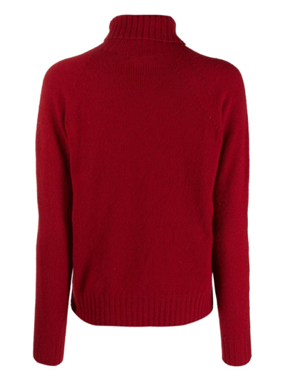 Drumohr Roll-neck Wool Jumper In Red