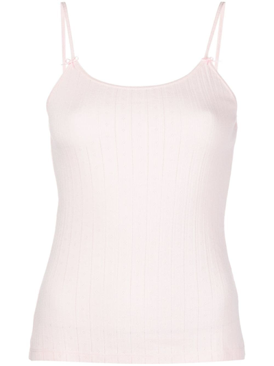Shop Paloma Wool Bow-detail Pointelle-knit Tank Top In Pink