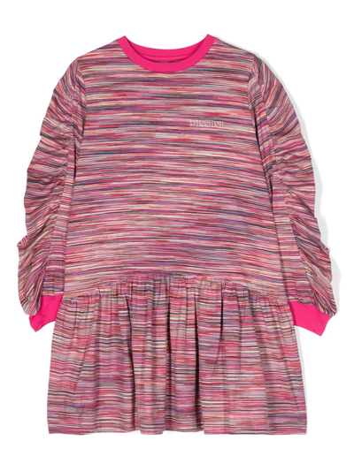 Shop Missoni Melange-effect Logo-print Dress In Pink