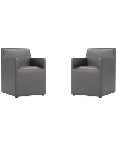 Manhattan Comfort Anna Square Faux Leather Dining Chair In Pewter -