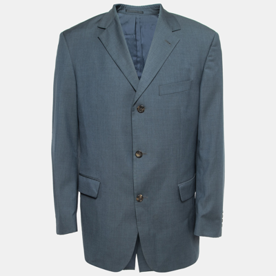 Pre-owned Boss By Hugo Boss Vintage Blue Wool Single Breasted Blazer Xl