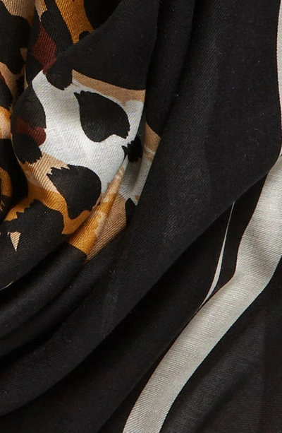 Shop Saint Laurent Leopard Monogram Modal & Cashmere Scarf In Black/ Multicolor