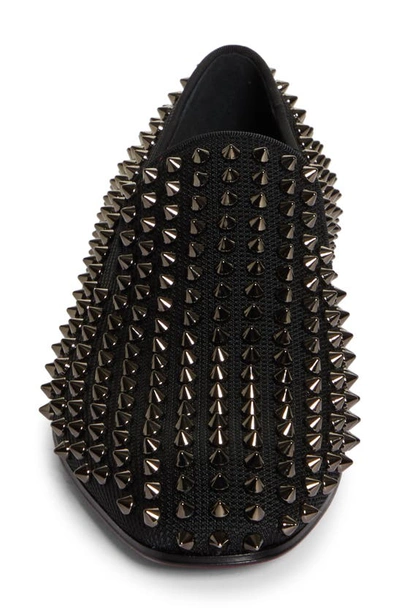 Shop Christian Louboutin Dandelion Spikes Venetian Loafer In B139 Black/ Black Gunmetal