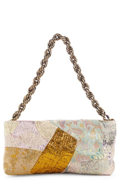 Shop Dries Van Noten Patchwork Top Handle Bag In Gold Multi