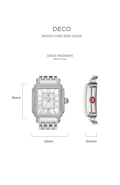 Shop Michele Deco Madison Diamond Dial Watch Head, 33mm X 35mm In Silver