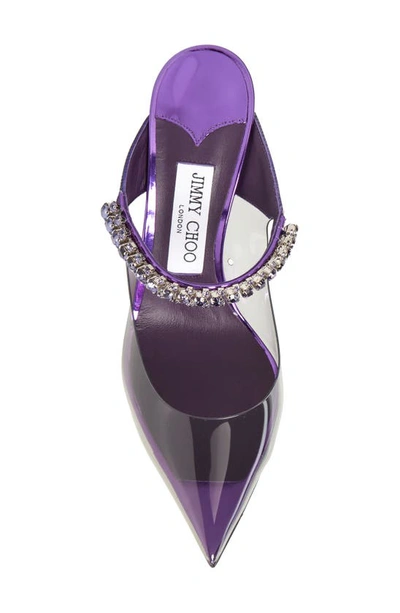Shop Jimmy Choo Bing Crystal Embellished Pointed Toe Transparent Mule In Cassis