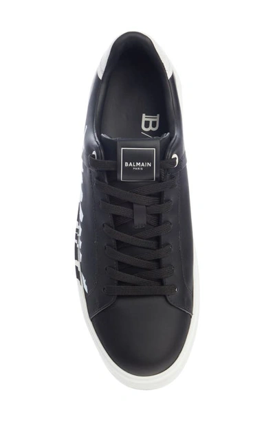 Shop Balmain B Court Logo Print Low Top Sneaker In Eab Black/ White