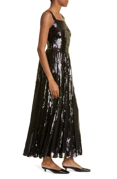 Shop Adam Lippes Medici Sequin Dress In Black
