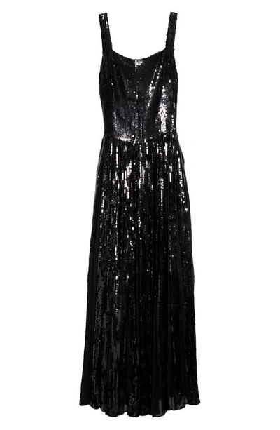 Shop Adam Lippes Medici Sequin Dress In Black