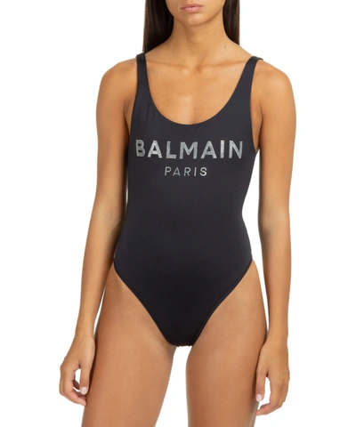 Shop Balmain Swimsuit In Black