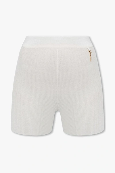 Shop Jacquemus Pralu Ribbed Shorts In White