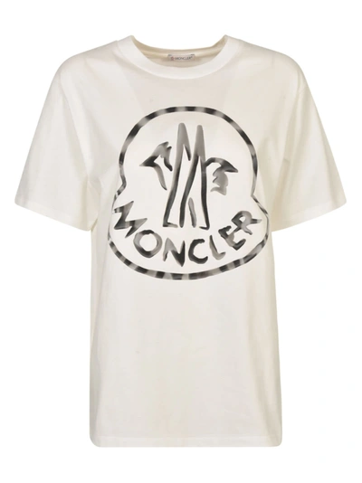 Shop Moncler Logo Print T-shirt In Natural