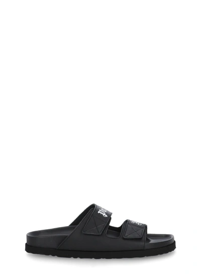 Shop Palm Angels Sandals With Logo In Black White