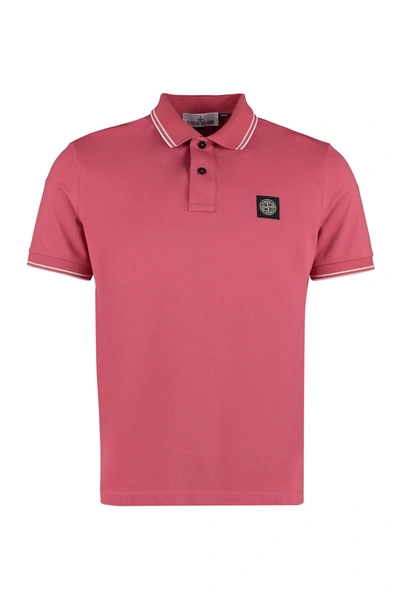 Shop Stone Island Short Sleeve Cotton Polo Shirt In Coral