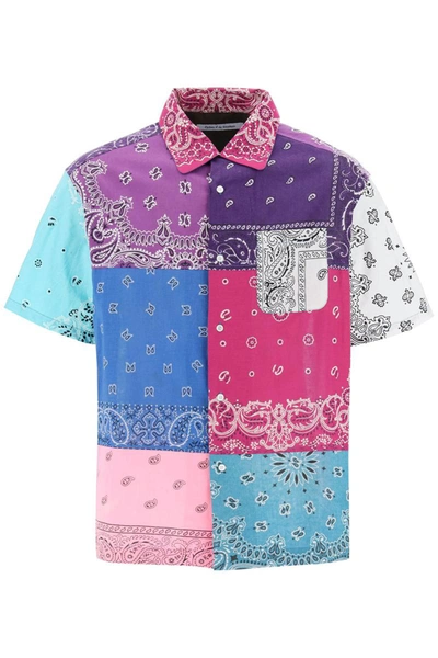 Shop Children Of The Discordance Short-sleeved Patchwork Shirt With Bandana Prints In Multicolor