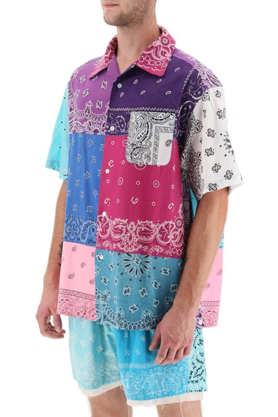 Shop Children Of The Discordance Short-sleeved Patchwork Shirt With Bandana Prints In Multicolor