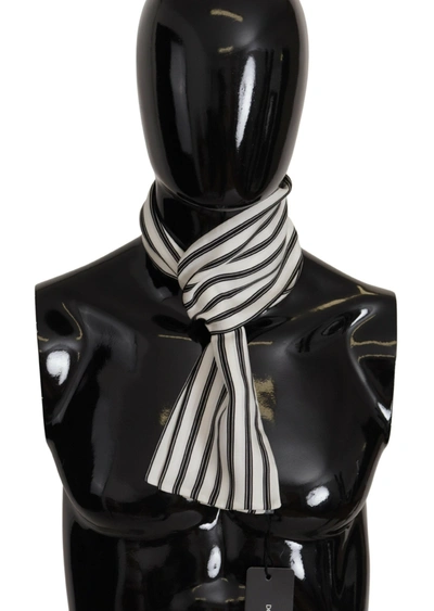 Shop Dolce & Gabbana Striped Shawl Mens Neck Wrap Silk Men's Scarf In Black