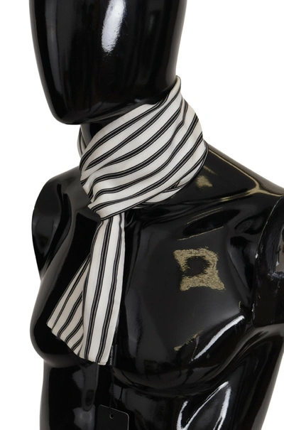 Shop Dolce & Gabbana Striped Shawl Mens Neck Wrap Silk Men's Scarf In Black