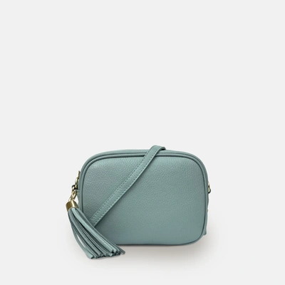 Shop Apatchy London Pale Blue Leather Crossbody Bag With Gold Chain Strap