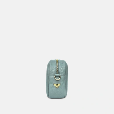 Shop Apatchy London Pale Blue Leather Crossbody Bag With Gold Chain Strap