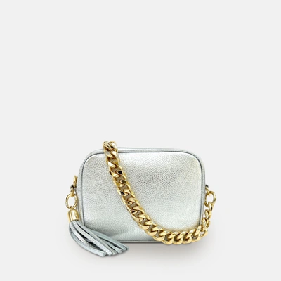Shop Apatchy London Silver Leather Crossbody Bag With Gold Chain Strap