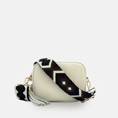 Shop Apatchy London Stone Leather Crossbody Bag With Port & Olive Diamond Strap In White