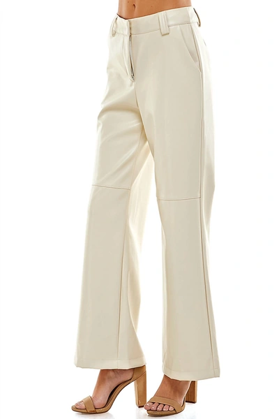 Shop Tcec Faux Leather Pants In Cream In Beige