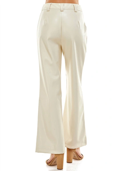 Shop Tcec Faux Leather Pants In Cream In Beige