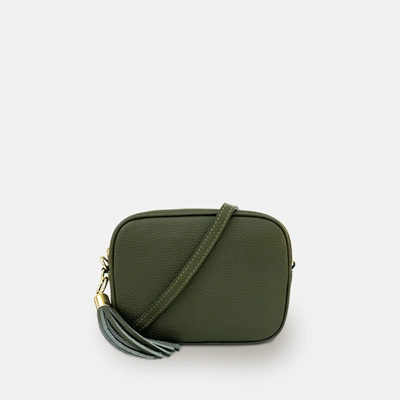Shop Apatchy London Olive Green Leather Crossbody Bag With Olive Green Cheetah Strap