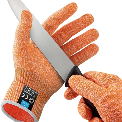 Shop Zulay Kitchen Large Cut Resistant Gloves Food Grade Level 5 Protection In Orange