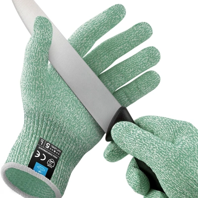 Shop Zulay Kitchen Large Cut Resistant Gloves Food Grade Level 5 Protection In Green