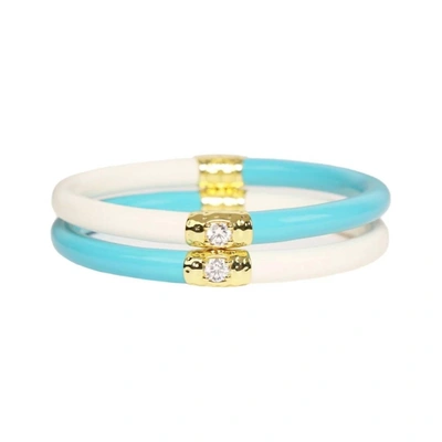 Shop Budhagirl Women's Yin & Yang All Weather Bangles In Turquoise/ivory In Multi
