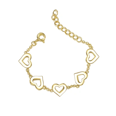 Rachel Glauber Rg 14k Yellow Gold Plated Forever Heart Toddler Bracelet, Adjustable In Length In Pink