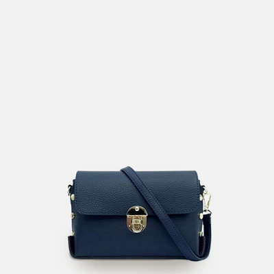 Shop Apatchy London The Bloxsome Navy Leather Crossbody Bag In Blue